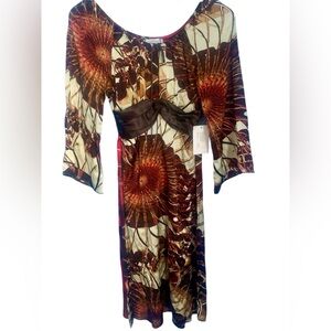 VTG Y2K Single Dress Silk Peasant Kimono Midi Dress NWT Size XS